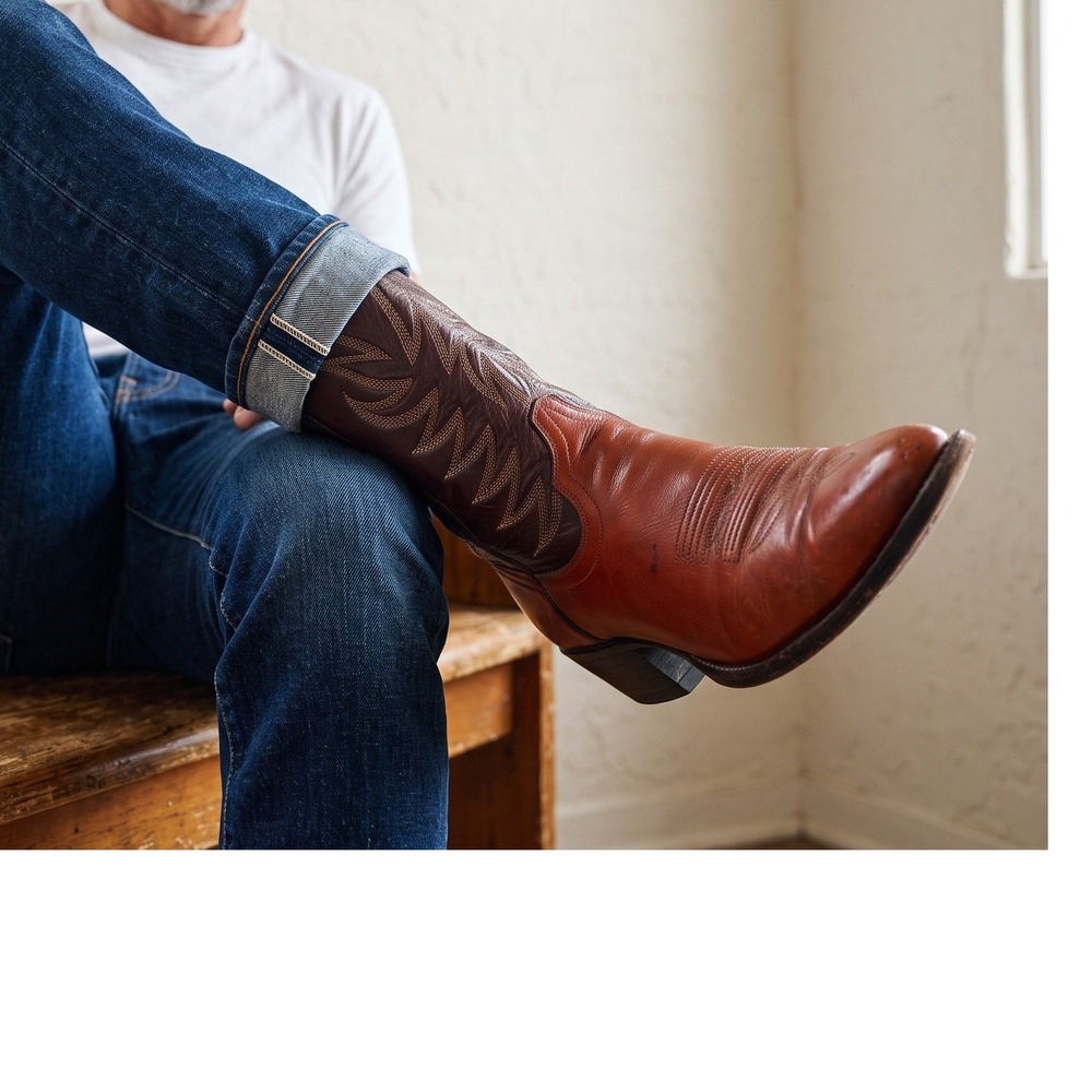 Dan Post Mens Brown Tan Leather Flame Embroidered Western Cowboy Boots 9.5 B - Picture 8 of 8